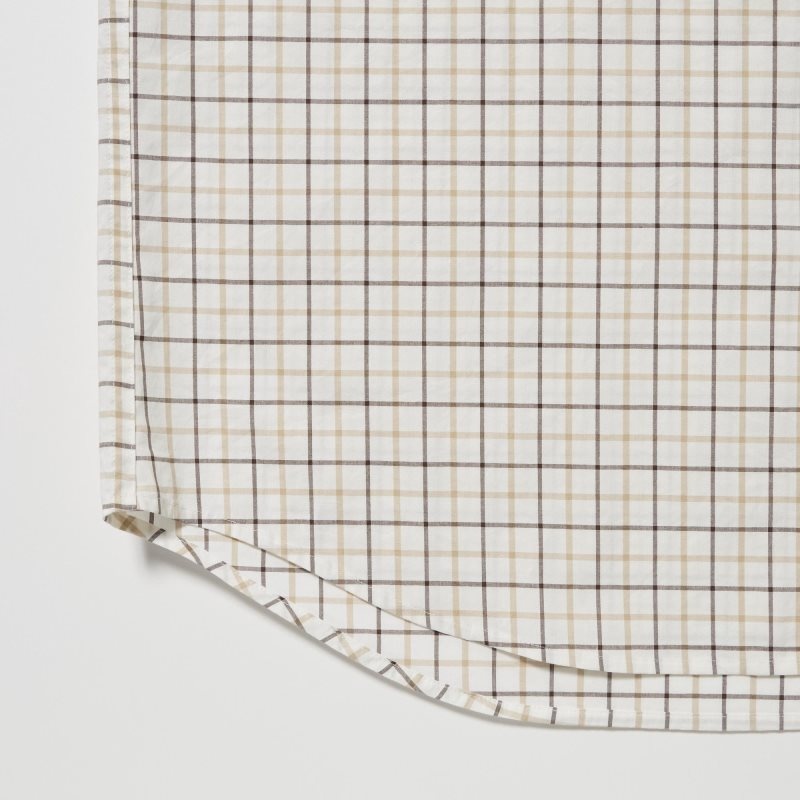 White Uniqlo Extra Fine Cotton Broadcloth Checked Long-sleeve Men Shirts | 6296546