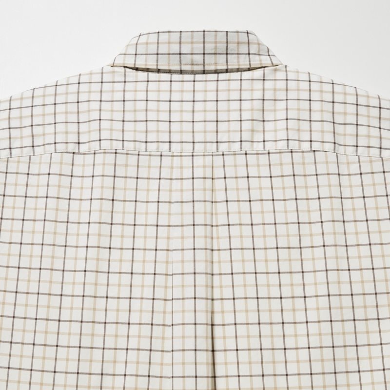 White Uniqlo Extra Fine Cotton Broadcloth Checked Long-sleeve Men Shirts | 6296546