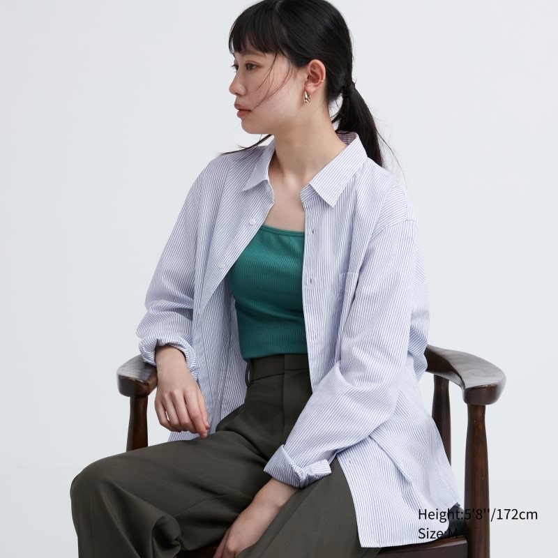 White Uniqlo Extra Fine Cotton Broadcloth Long-sleeve Men Shirts | 7175868