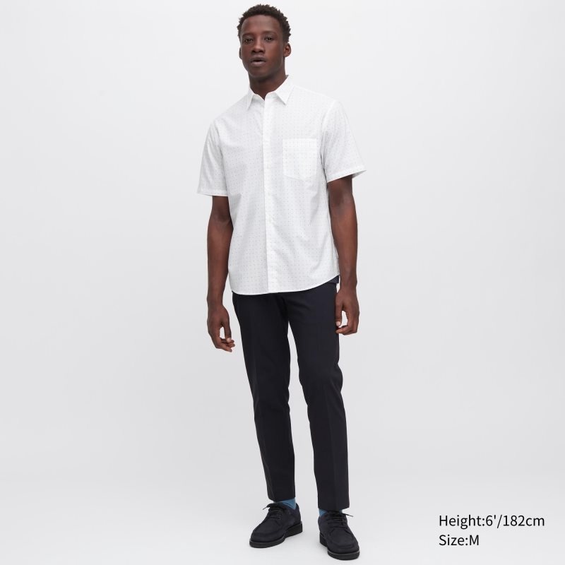 White Uniqlo Extra Fine Cotton Short-sleeve Men Shirts | 723622