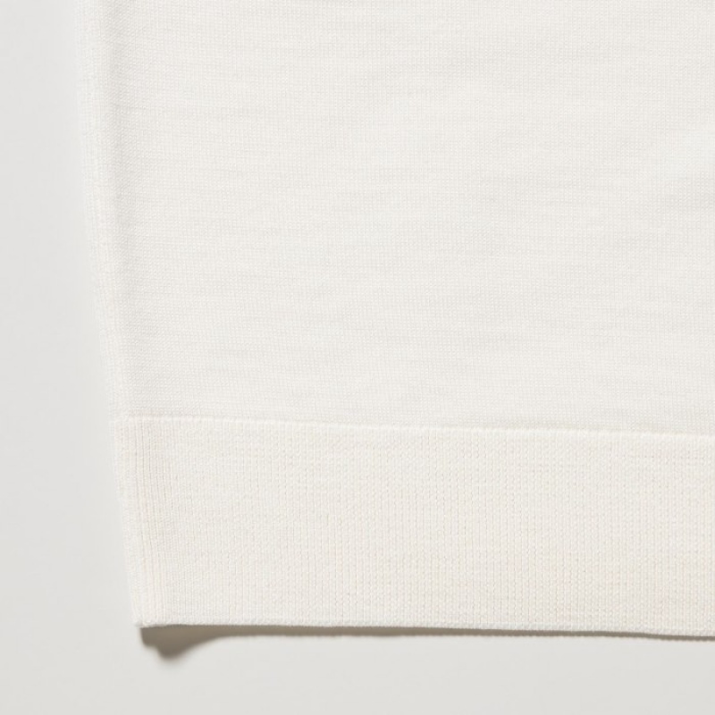 White Uniqlo Extra Fine Merino Crew Neck Long-Sleeve Women Sweaters | 3375569