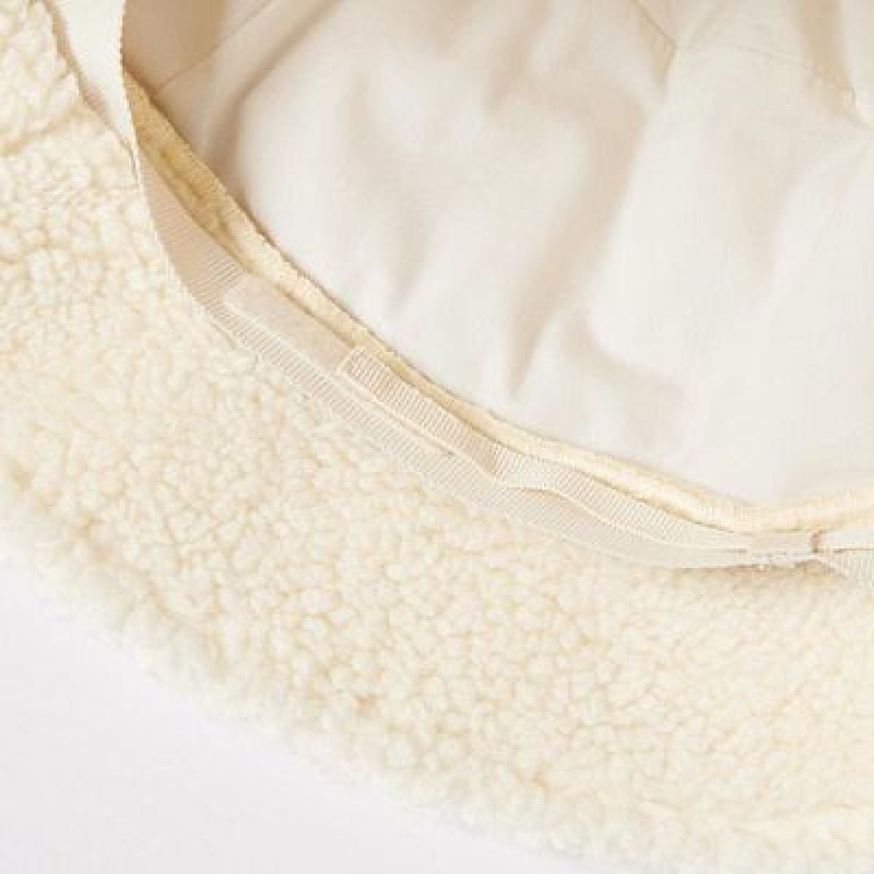 White Uniqlo Faux Shearling Adjustable Women Hats | 4427520