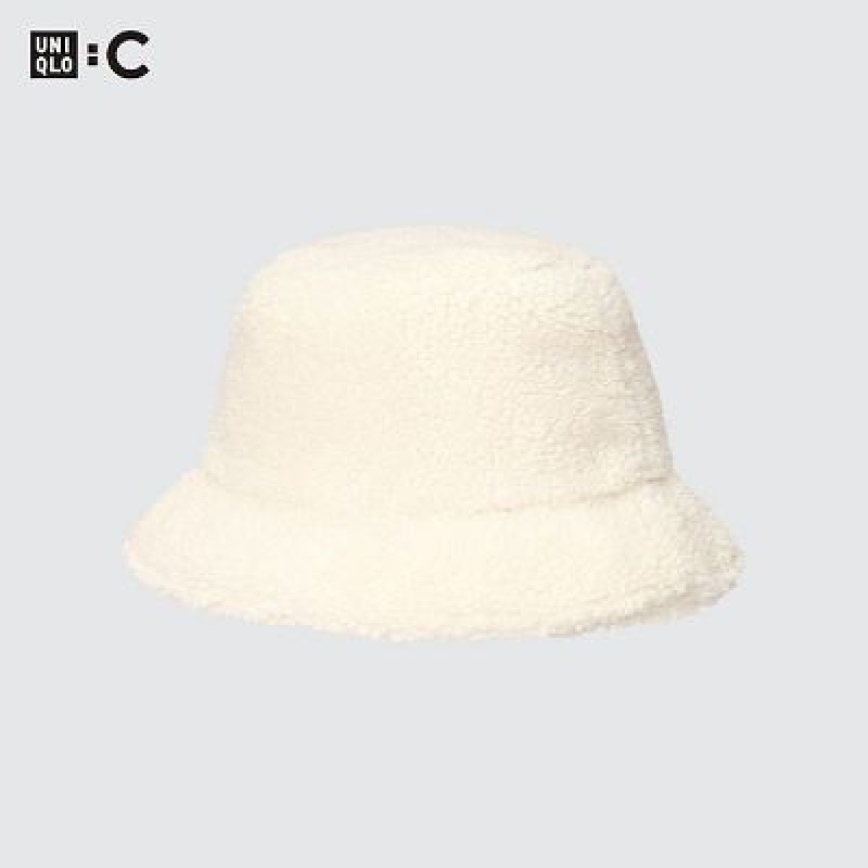White Uniqlo Faux Shearling Adjustable Women Hats | 4427520