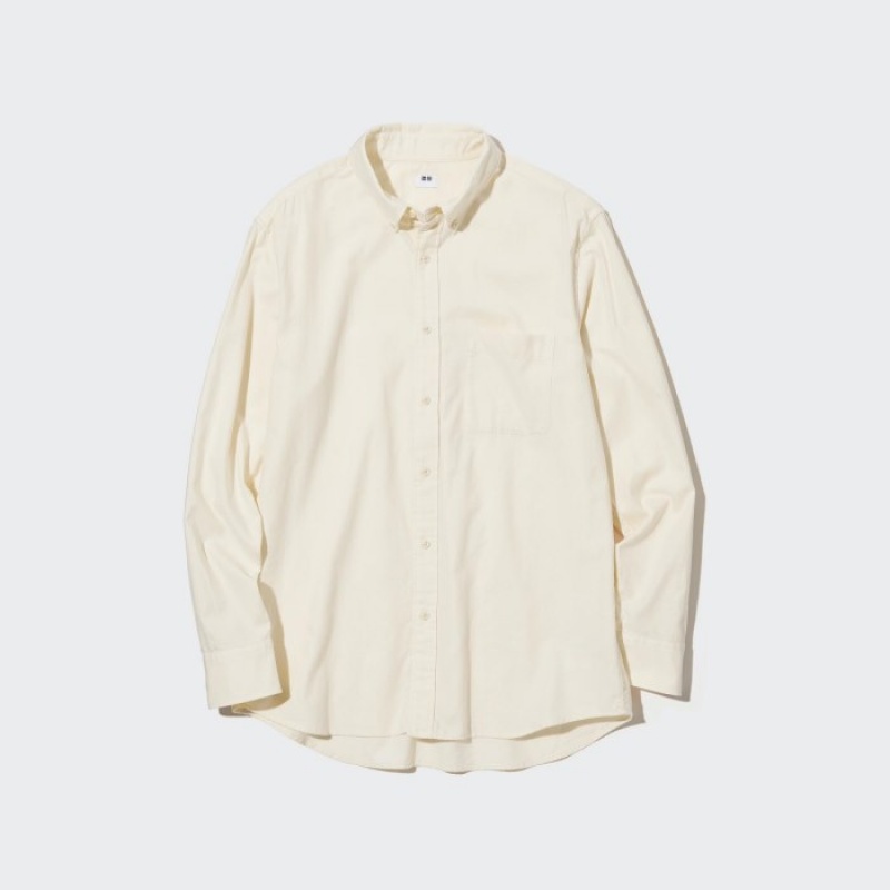White Uniqlo Flannel Casual Women Shirts | 8074948