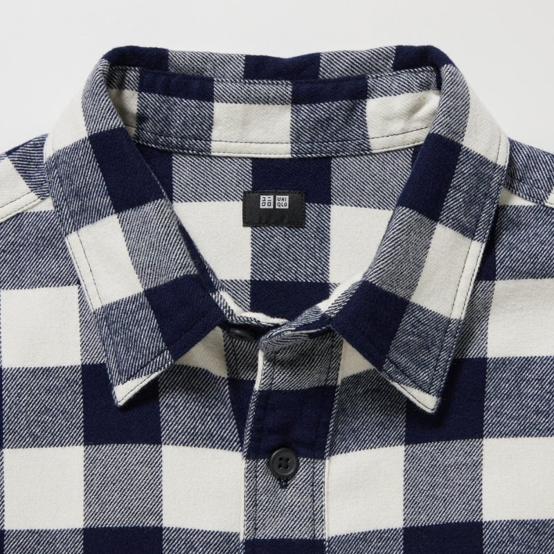 White Uniqlo Flannel Checked Long-sleeve Men Shirts | 9348687