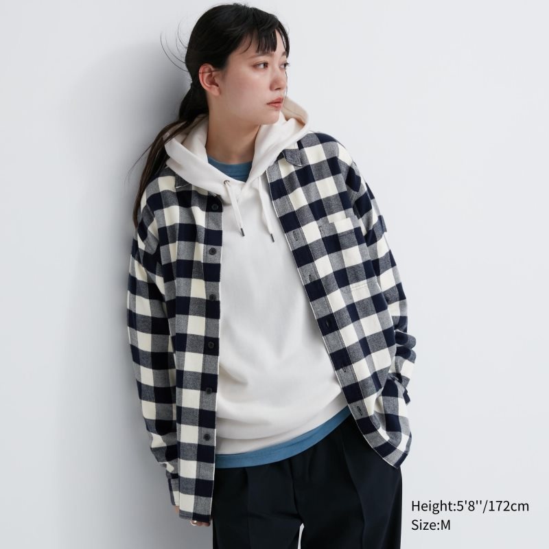 White Uniqlo Flannel Checked Long-sleeve Men Shirts | 9348687