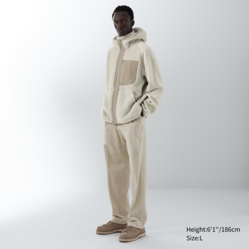 White Uniqlo Fleece Full-Zip Long-Sleeve Women Hoodie | 3584652