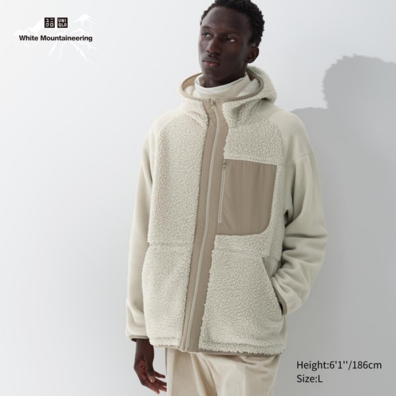 White Uniqlo Fleece Full-Zip Long-Sleeve Women Hoodie | 3584652