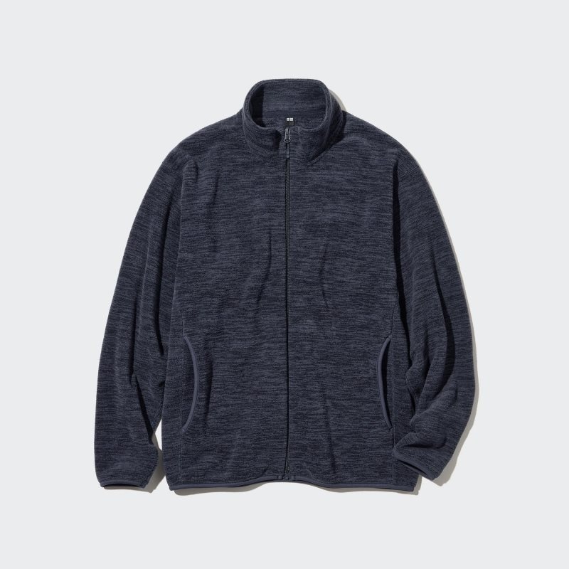 White Uniqlo Fleece Full-zip Long Sleeve Men Jackets | 4659678