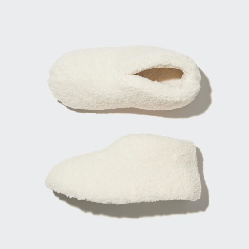 White Uniqlo Fleece Room Faux Shearling Fleece Men Slippers | 3594927