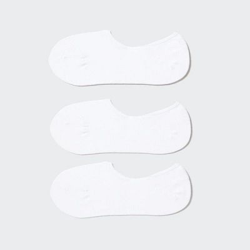 White Uniqlo Footsies (3 Pairs) Women Socks | 8008243