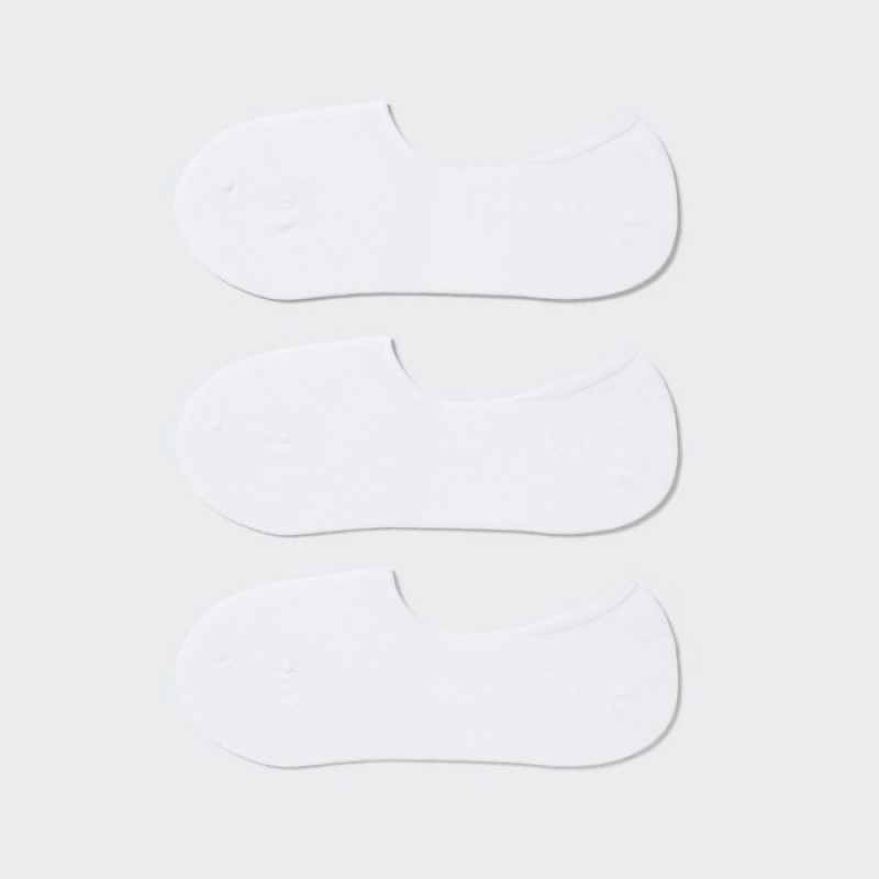 White Uniqlo Footsies (3 Pairs) Women Socks | 1016318