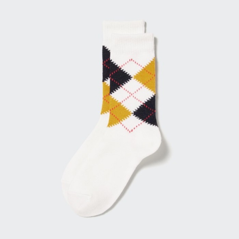 White Uniqlo HEATTECH Argyle Women Socks | 2988403