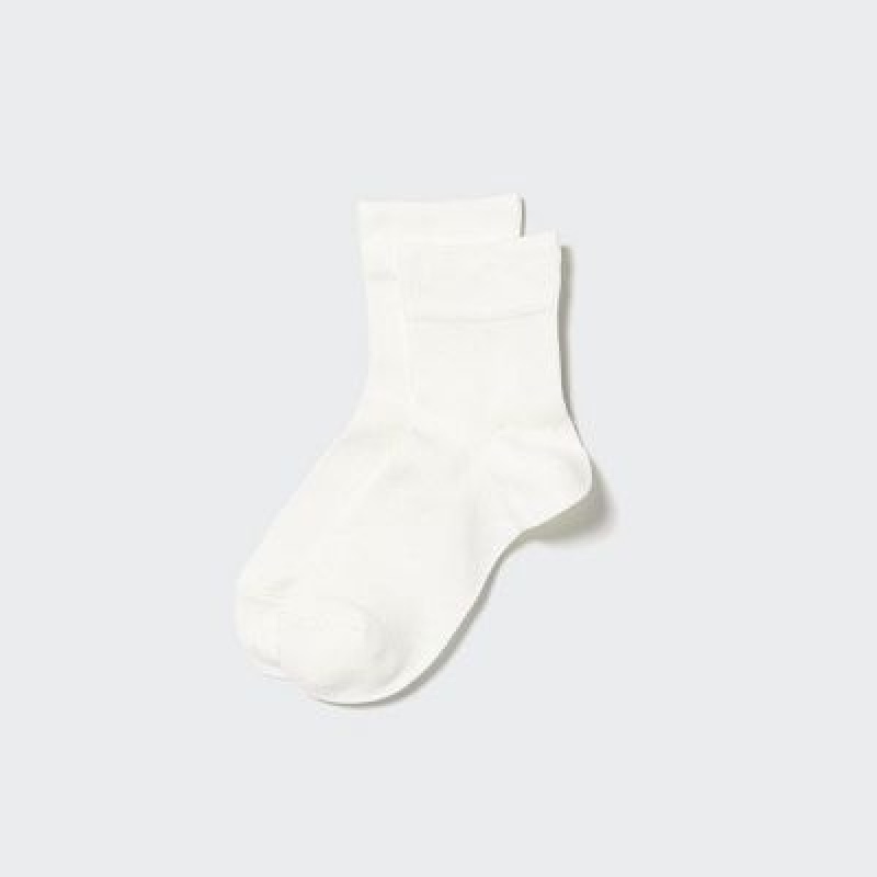 White Uniqlo HEATTECH Crew Relax Women Socks | 5375783
