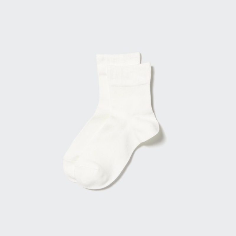 White Uniqlo HEATTECH Crew Relax Women Socks | 5452569
