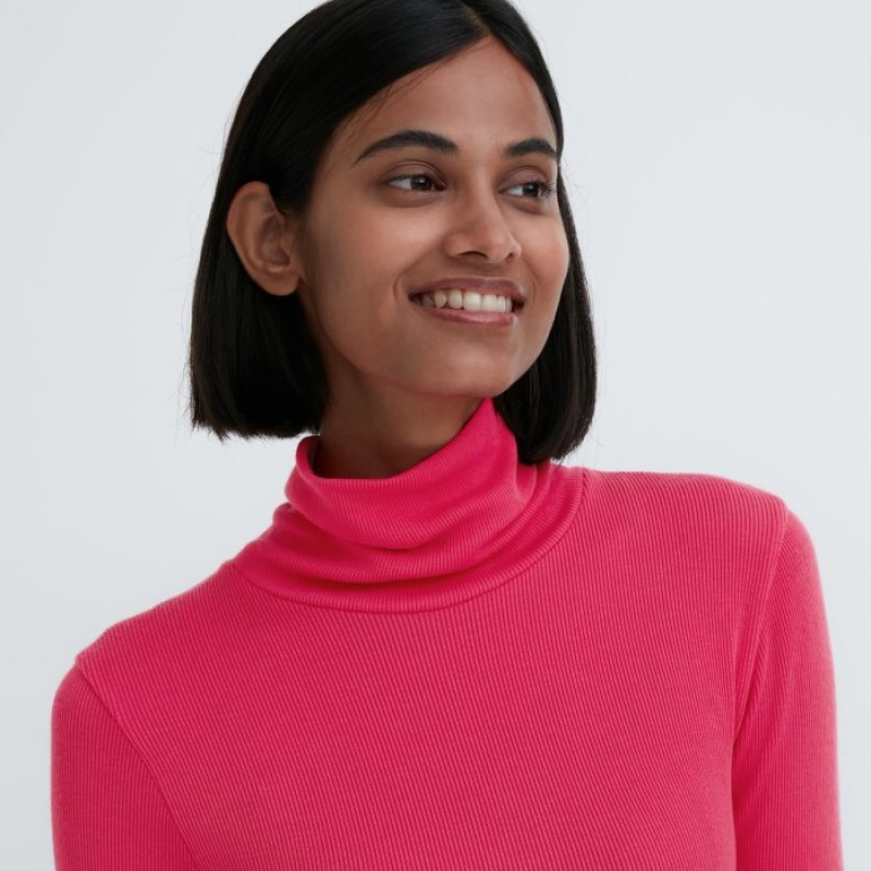 White Uniqlo HEATTECH Extra Warm Seamless Ribbed Turtleneck Long-Sleeve Women T Shirts | 4265098
