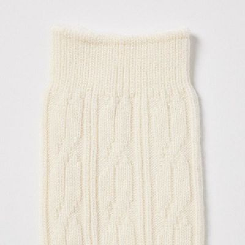 White Uniqlo HEATTECH Knee High Women Socks | 666773