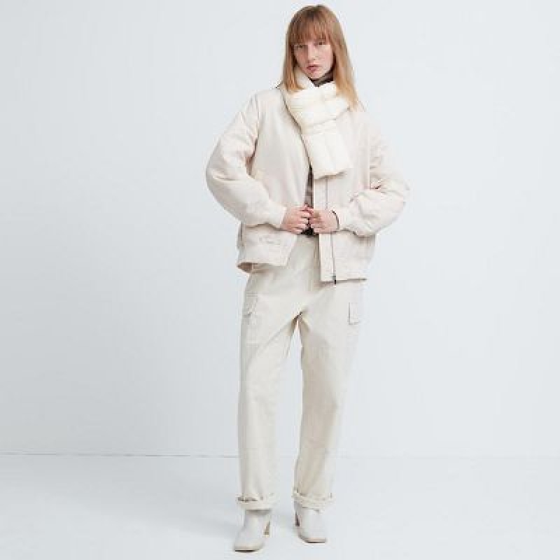 White Uniqlo HEATTECH Lined Padded Women Scarves | 6755736