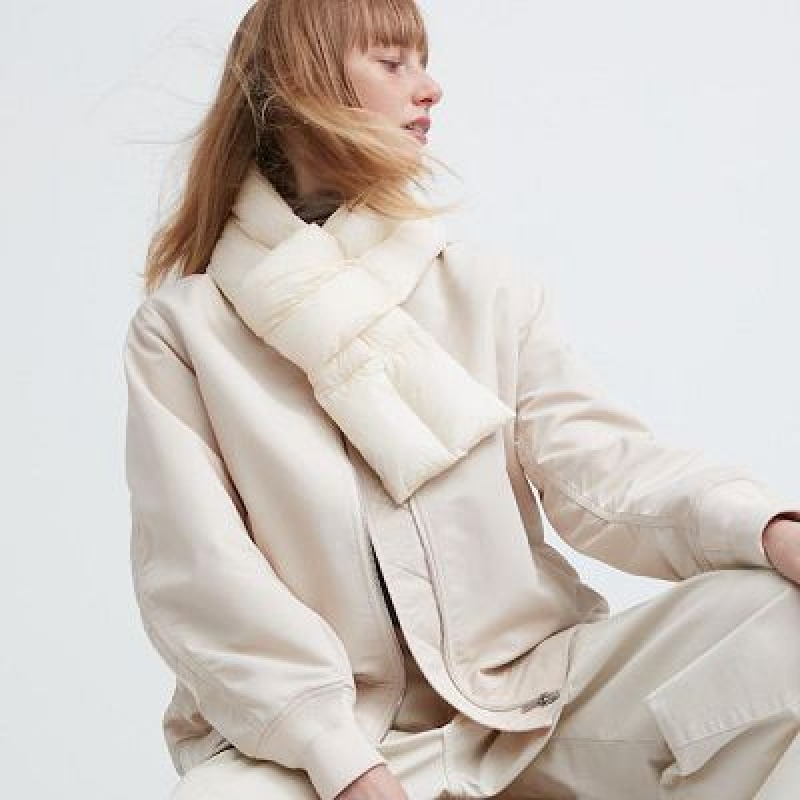 White Uniqlo HEATTECH Lined Padded Women Scarves | 6755736