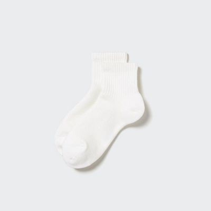 White Uniqlo HEATTECH Pile Half Women Socks | 9683870