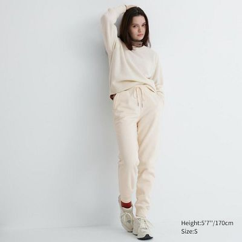 White Uniqlo HEATTECH Pile Lined Sweat Women Pants | 9792562