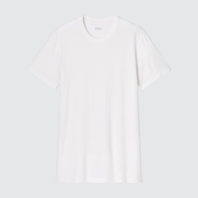 White Uniqlo Heattech Crew Neck Short-sleeve Men T Shirts | 2559114