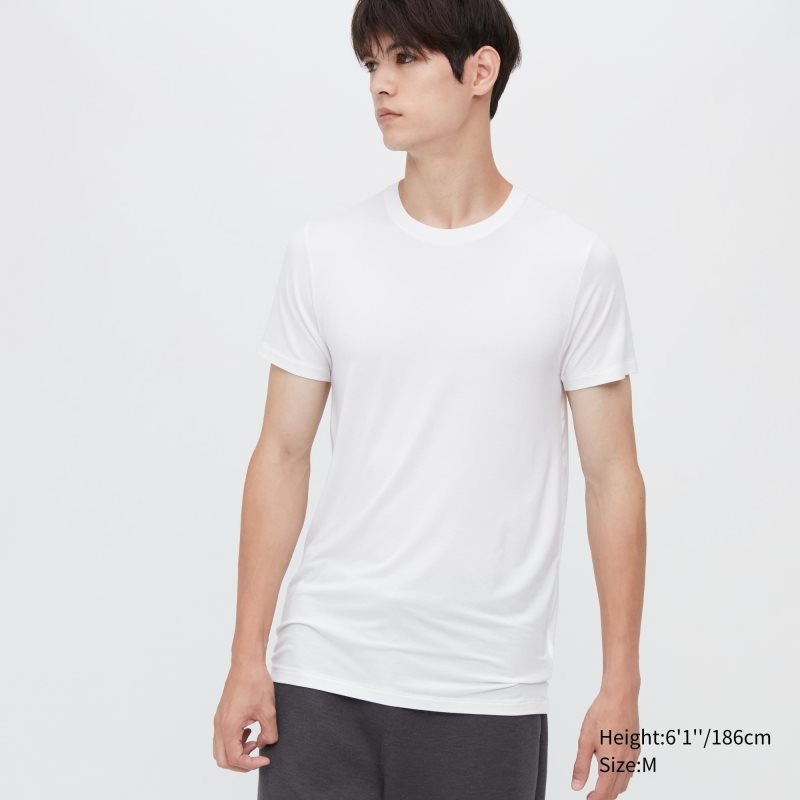 White Uniqlo Heattech Short Sleeve Men T Shirts | 1742961