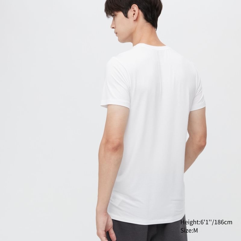 White Uniqlo Heattech Short Sleeve Men T Shirts | 1742961