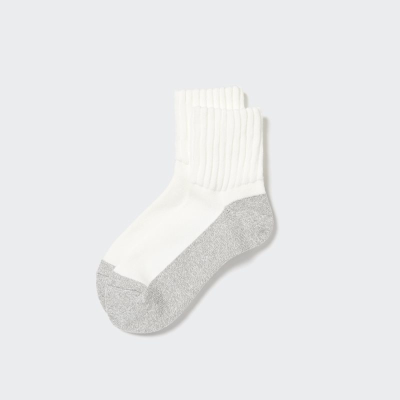 White Uniqlo Heattech Soft Pile Half Men Socks | 8582454