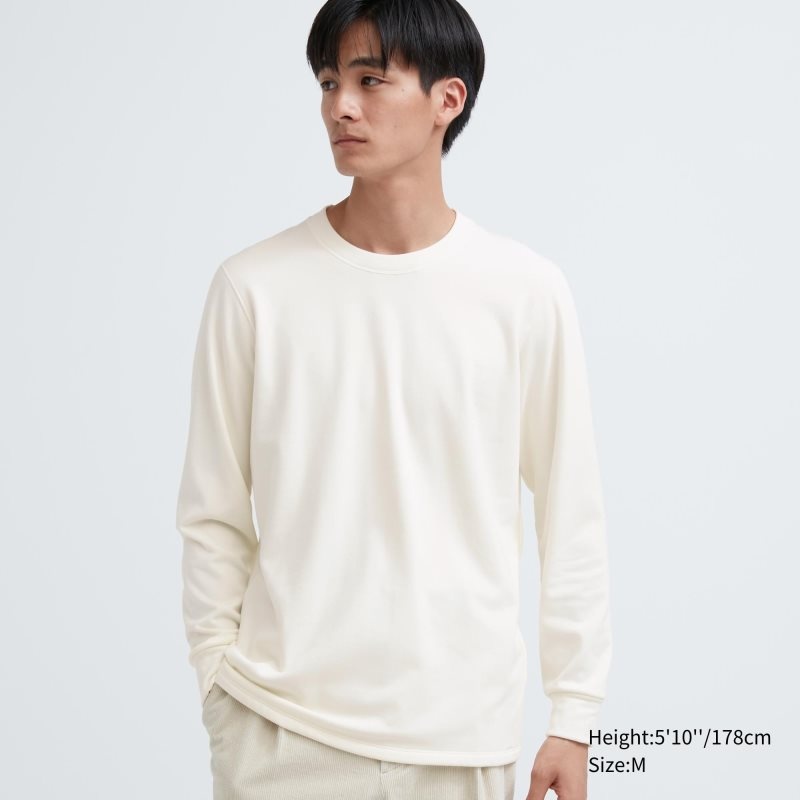 White Uniqlo Heattech Ultra Warm Crew Neck Men T Shirts | 3422993