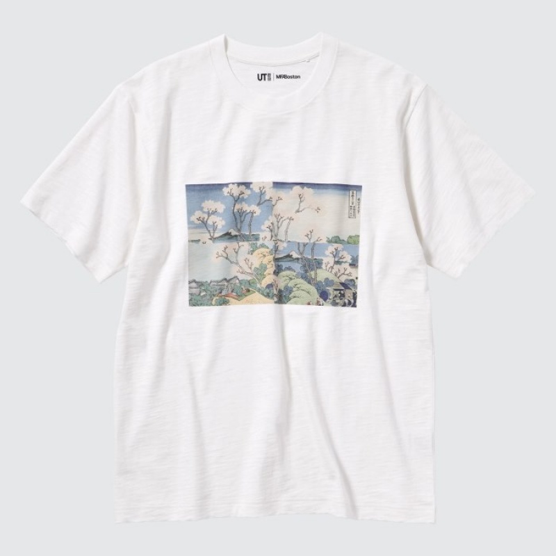White Uniqlo Hokusai UT Short Sleeve Women T Shirts | 1539954