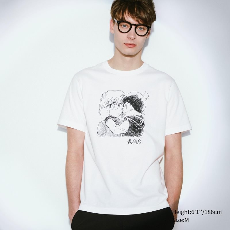 White Uniqlo Introduction Of Detective Conan Case Closed Ut Short-sleeve Graphic Men T Shirts | 898852