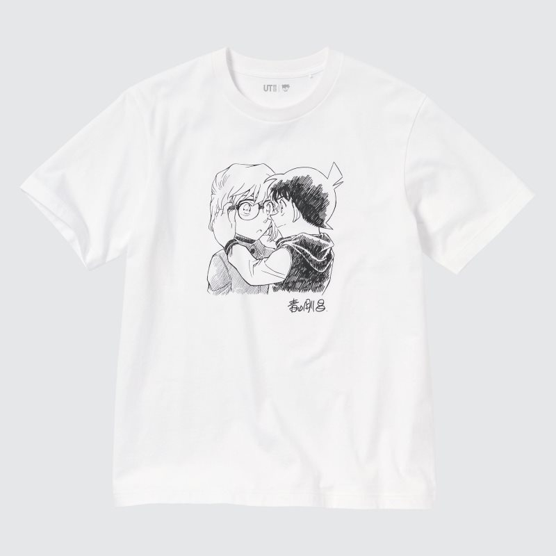 White Uniqlo Introduction Of Detective Conan Case Closed Ut Short-sleeve Graphic Men T Shirts | 898852