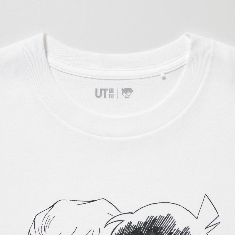 White Uniqlo Introduction Of Detective Conan Case Closed Ut Short-sleeve Graphic Men T Shirts | 898852