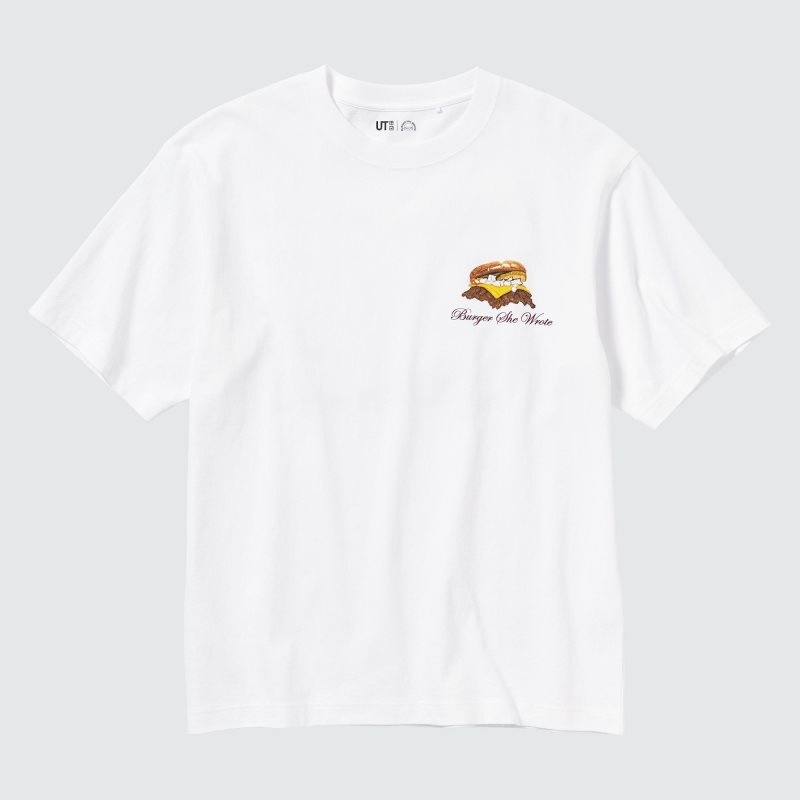 White Uniqlo L.A. Eats Ut Oversized Short-sleeve Graphic Burger She Wrote Men T Shirts | 4179607