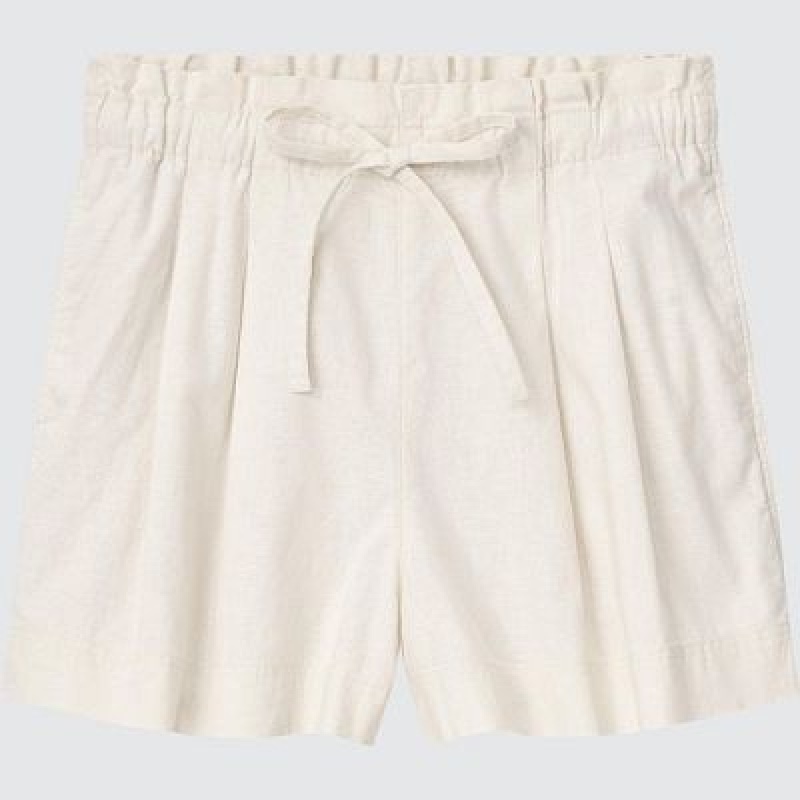 White Uniqlo Linen-Cotton Women Shorts | 1984745
