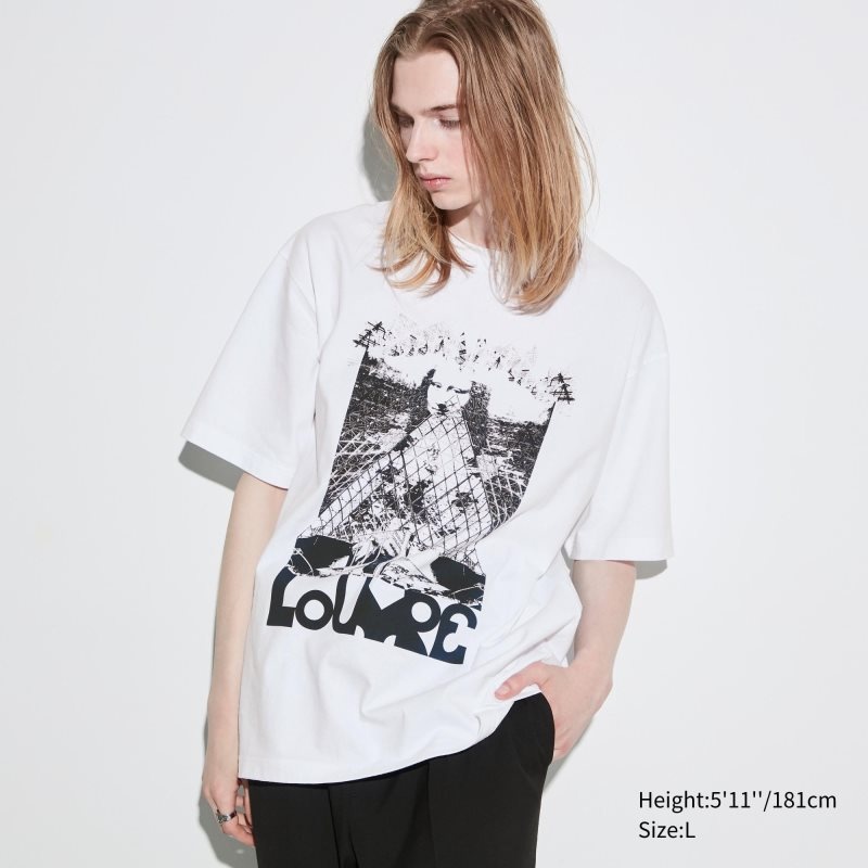 White Uniqlo Louvre By M/M Ut Oversized Short-sleeve Graphic Men T Shirts | 6396266