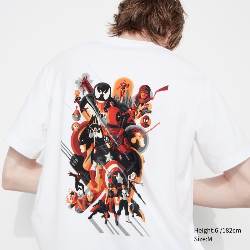 White Uniqlo Marvel Art Collection By Mondo Ut Short Sleeve Graphic Men T Shirts | 2091589