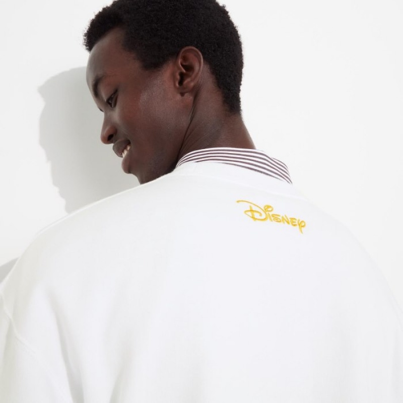 White Uniqlo Mickey Shines Long-Sleeve Women Sweatshirts | 4330802