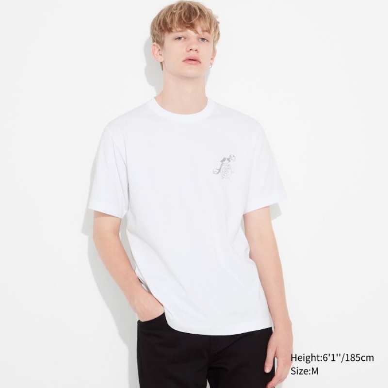 White Uniqlo Mickey Shines UT Short-Sleeve Women T Shirts | 1414174