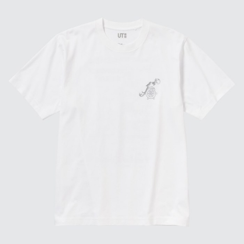 White Uniqlo Mickey Shines UT Short-Sleeve Women T Shirts | 1414174