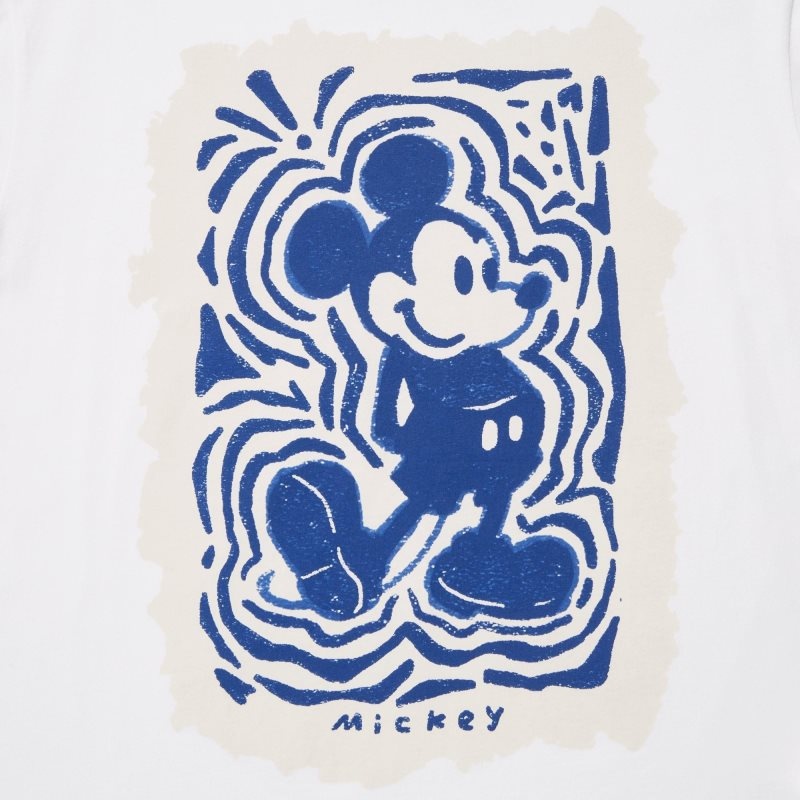 White Uniqlo Mickey Stands Ut Short Sleeve Graphic Men T Shirts | 9654287