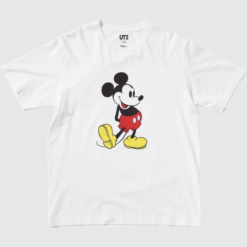 White Uniqlo Mickey Stands Ut Short-sleeve Graphic Men T Shirts | 2802989