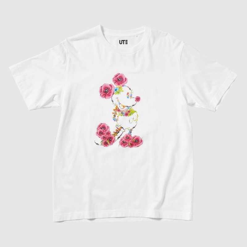 White Uniqlo Mickey Stands Ut Short-sleeve Graphic Men T Shirts | 8382162