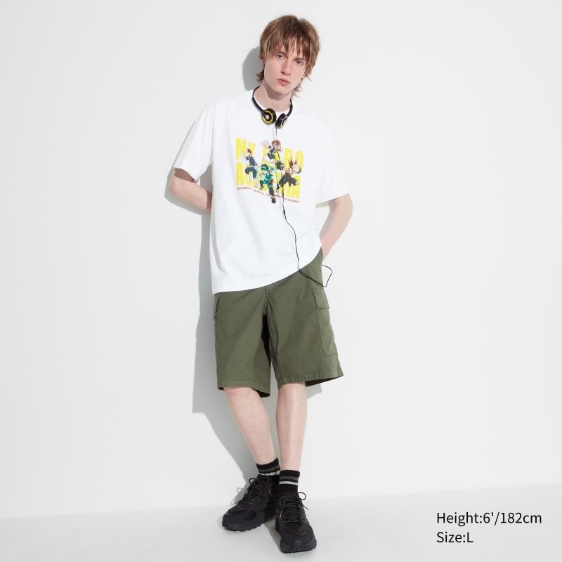 White Uniqlo My Hero Academia Ut Short-sleeve Graphic Men T Shirts | 674870
