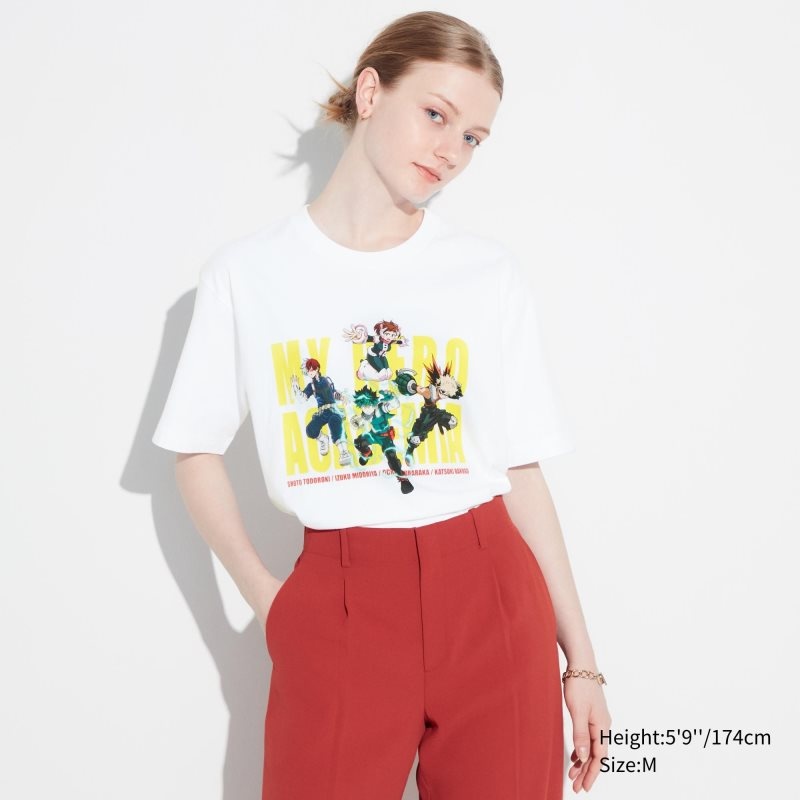 White Uniqlo My Hero Academia Ut Short-sleeve Graphic Men T Shirts | 674870