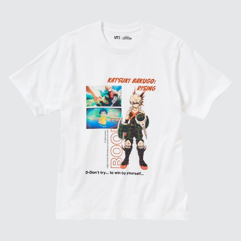 White Uniqlo My Hero Academia Ut Short-sleeve Graphic Men T Shirts | 5445032