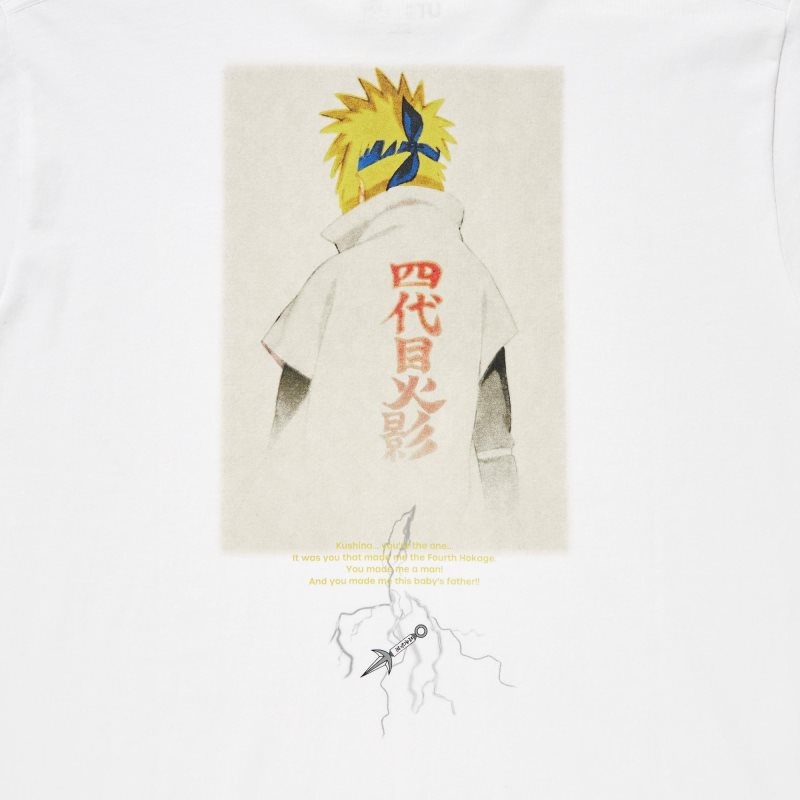 White Uniqlo Naruto Ut Short-sleeve Graphic Minato Namikaze Men T Shirts | 9464384