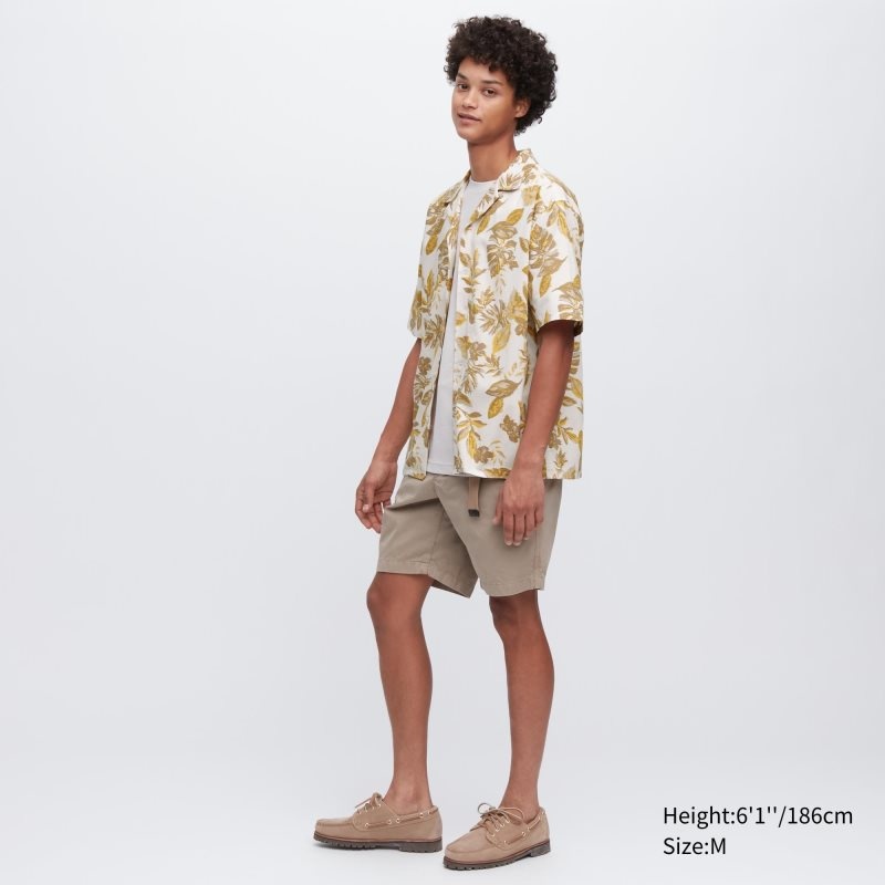 White Uniqlo Open Collar Short-sleeve Men Shirts | 8383075