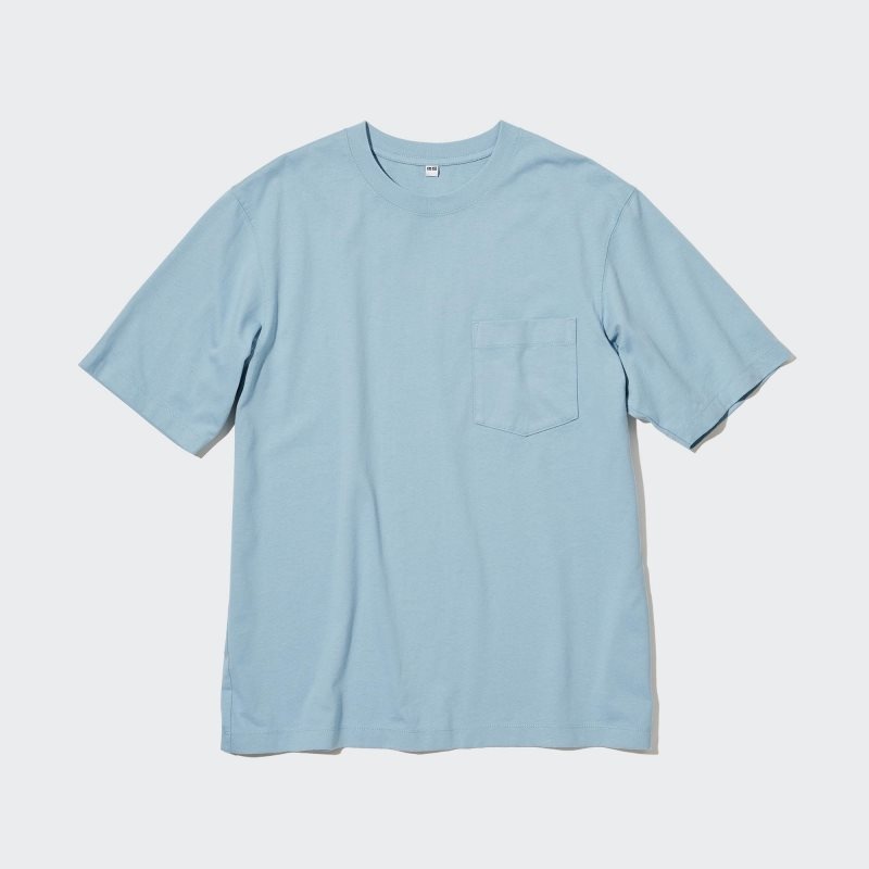 White Uniqlo Oversized Pocket Crew Neck Half-sleeve Men T Shirts | 7619223